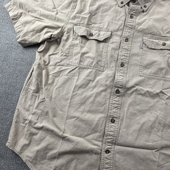Carhartt Shirt Adult Extra Large Tan Brown Button Up Short Sleeve Workwear Men's - Picture 7 of 16